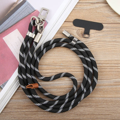 8mm Silver Buckle Adjustable Anti-lost Crossbody Mobile Phone Neck Lanyard(Black White) - Lanyards & Wrist Straps by buy2fix | Online Shopping UK | buy2fix