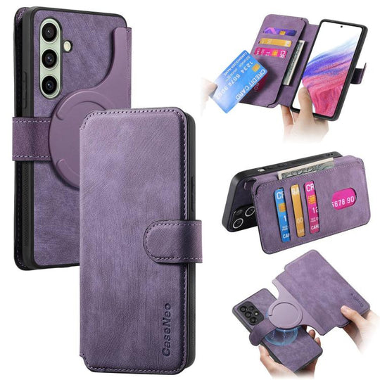 For Galaxy A18 / A17 4G / 5G CaseNeo MagSafe RFID Anti-theft Retro Leather Phone Case(Purple)