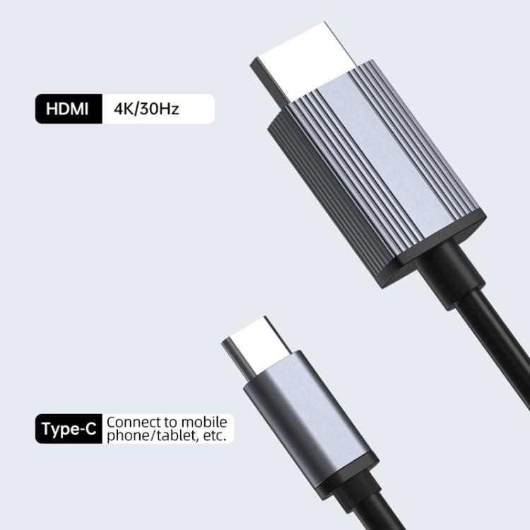 L17 USB-C / Type-C to HDMI Conversion Cable HD Same Screen Adapter Cable, Length:2m(Grey) by buy2fix