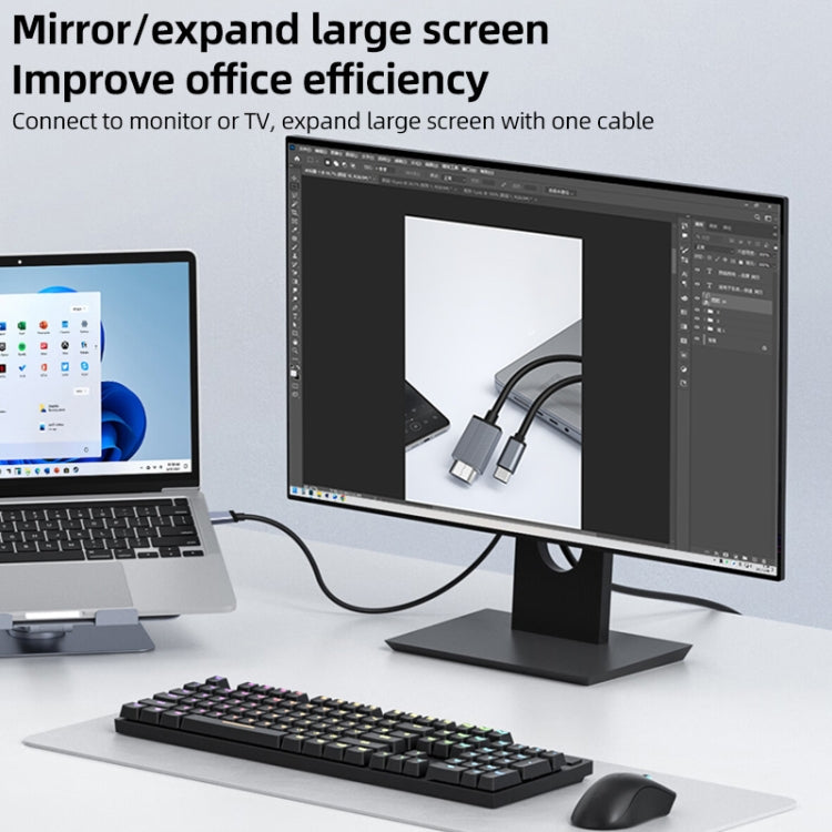 L17 USB-C / Type-C to HDMI Conversion Cable HD Same Screen Adapter Cable, Length:2m(Grey) by buy2fix