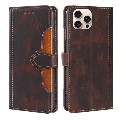 For iPhone 16 Pro Max Skin Feel Magnetic Buckle Leather Phone Case(Brown) by buy2fix