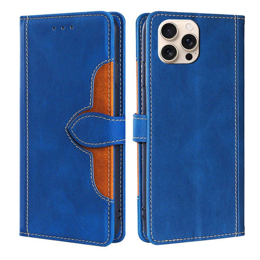 For iPhone 16 Pro Max Skin Feel Magnetic Buckle Leather Phone Case(Blue) by buy2fix