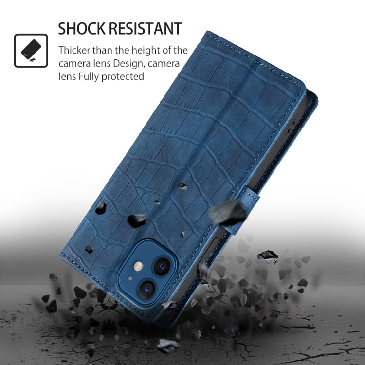 For iPhone 16 Pro Skin Feel Crocodile Magnetic Clasp Leather Phone Case(Blue) by buy2fix