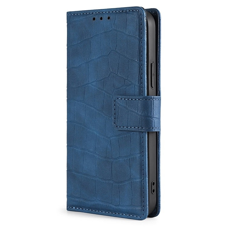 For iPhone 16 Pro Max Skin Feel Crocodile Magnetic Clasp Leather Phone Case(Blue) by buy2fix
