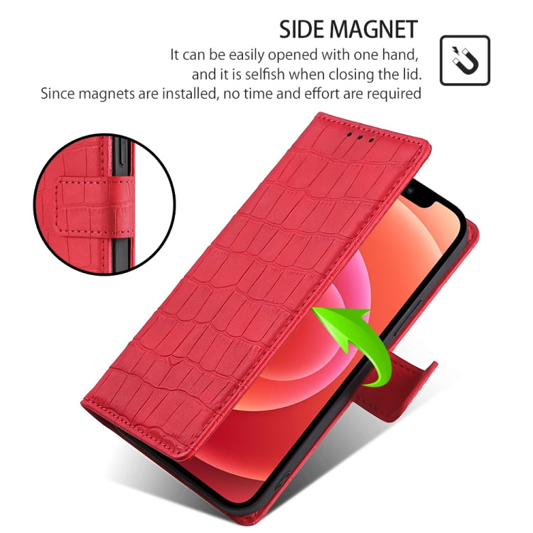 For iPhone 16 Pro Max Skin Feel Crocodile Magnetic Clasp Leather Phone Case(Red) by buy2fix