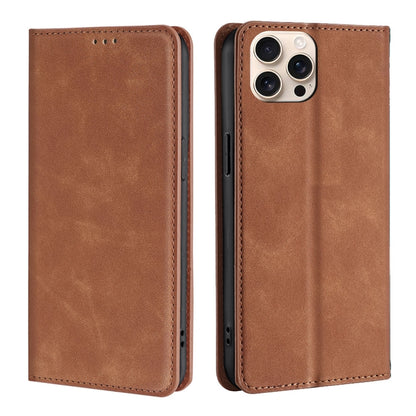 For iPhone 16 Pro Skin Feel Magnetic Leather Phone Case(Light Brown) by buy2fix