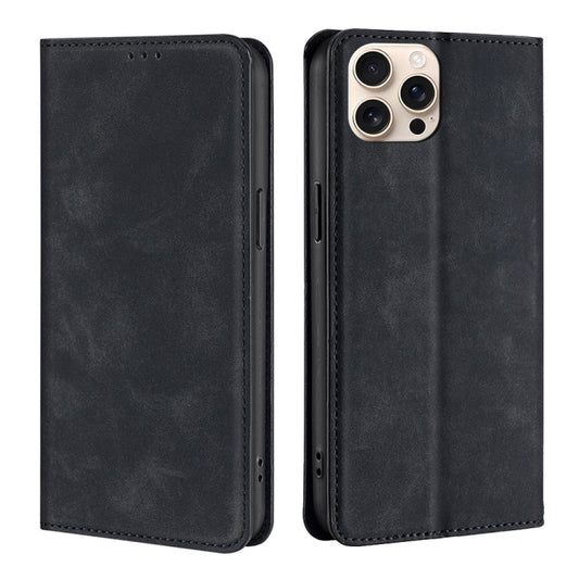 For iPhone 16 Pro Skin Feel Magnetic Leather Phone Case(Black) by buy2fix