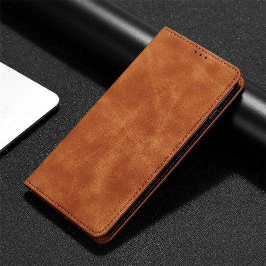 For iPhone 16 Pro Max Skin Feel Magnetic Leather Phone Case(Light Brown) by buy2fix