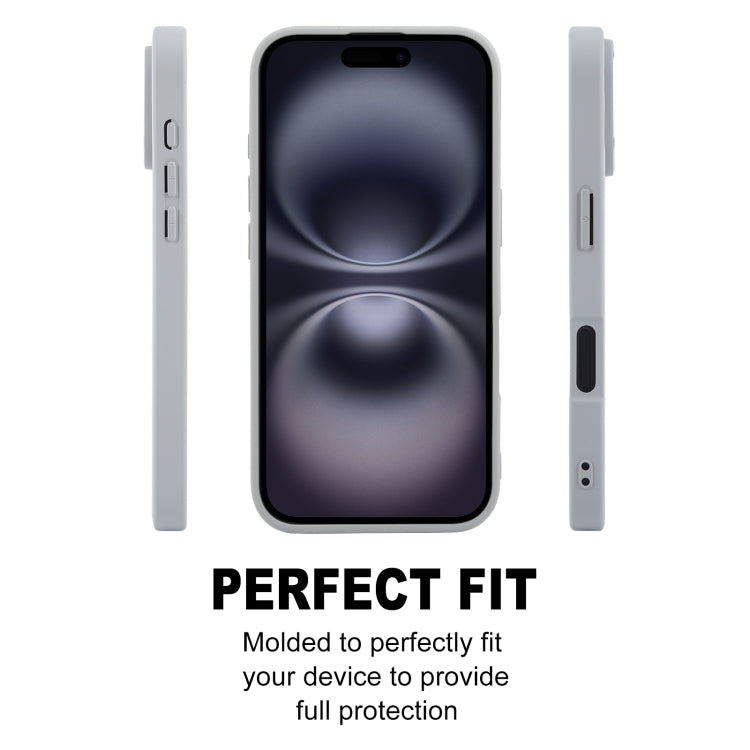 For iPhone 16 GEBEI Plain Leather TPU Hybrid PU Phone Case(Grey) - iPhone 16 Cases by GEBEI | Online Shopping UK | buy2fix