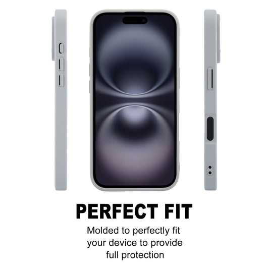 For iPhone 16 GEBEI Plain Leather TPU Hybrid PU Phone Case(Grey) - iPhone 16 Cases by GEBEI | Online Shopping UK | buy2fix