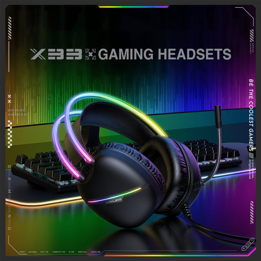 ONIKUMA X33 Head-mounted RGB Light E-Sports Gaming Headset, Cable Length: 2m(Black) - Multimedia Headset by ONIKUMA | Online Shopping UK | buy2fix