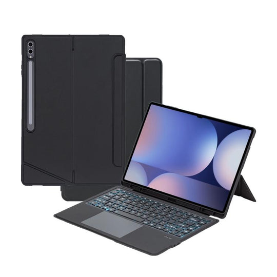 For Samsung Galaxy Tab S10 Ultra / S9 Ultra Detachable Backlit Bluetooth Keyboard Leather Case with Touchpad(Black)