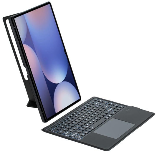 For Samsung Galaxy Tab S10 Ultra / S9 Ultra Detachable Backlit Bluetooth Keyboard Leather Case with Touchpad(Black) - Samsung Keyboard by buy2fix | Online Shopping UK | buy2fix