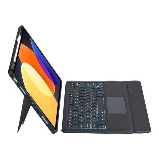 For Xiaomi Pad 5 12.4 Detachable Backlit Bluetooth Keyboard Leather Case with Touchpad(Black) - Xiaomi Keyboard by buy2fix | Online Shopping UK | buy2fix