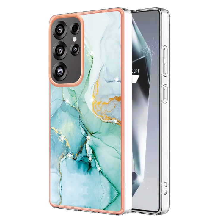 For Samsung Galaxy S25 Ultra 5G Electroplating Marble Pattern Dual-side IMD TPU Shockproof Phone Case(Green 003) by buy2fix
