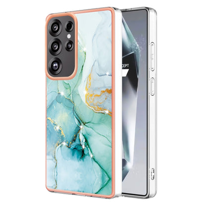 For Samsung Galaxy S25 Ultra 5G Electroplating Marble Pattern Dual-side IMD TPU Shockproof Phone Case(Green 003) by buy2fix