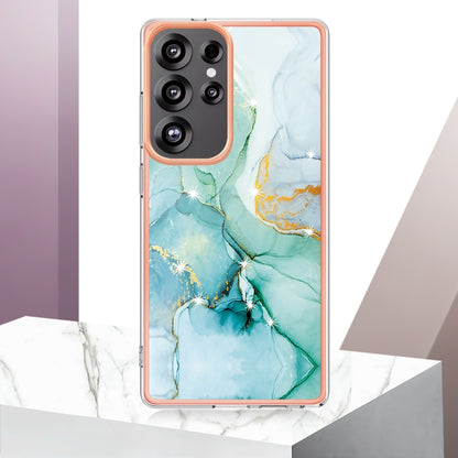 For Samsung Galaxy S25 Ultra 5G Electroplating Marble Pattern Dual-side IMD TPU Shockproof Phone Case(Green 003) by buy2fix