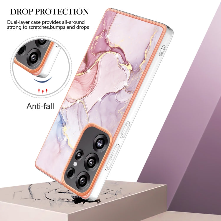 For Samsung Galaxy S25 Ultra 5G Electroplating Marble Pattern Dual-side IMD TPU Shockproof Phone Case(Rose Gold 005) by buy2fix