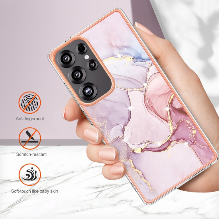 For Samsung Galaxy S25 Ultra 5G Electroplating Marble Pattern Dual-side IMD TPU Shockproof Phone Case(Rose Gold 005) by buy2fix