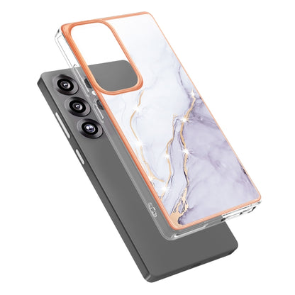 For Samsung Galaxy S25 Ultra 5G Electroplating Marble Pattern Dual-side IMD TPU Shockproof Phone Case(White 006) by buy2fix