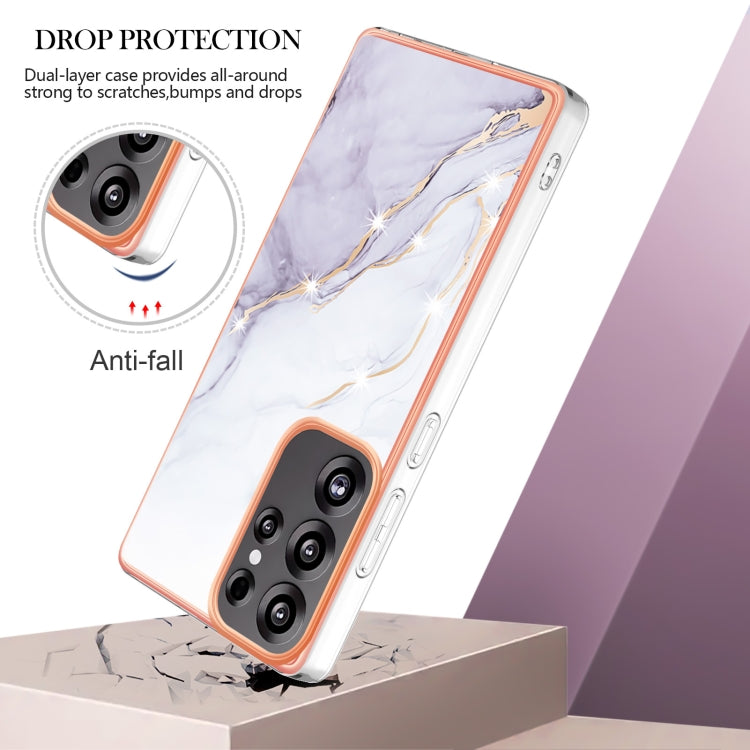 For Samsung Galaxy S25 Ultra 5G Electroplating Marble Pattern Dual-side IMD TPU Shockproof Phone Case(White 006) by buy2fix
