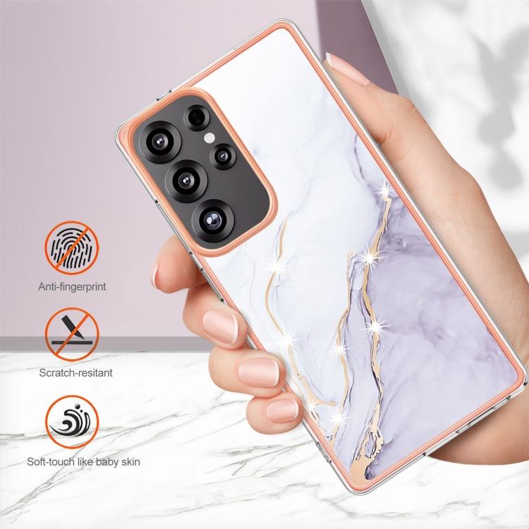 For Samsung Galaxy S25 Ultra 5G Electroplating Marble Pattern Dual-side IMD TPU Shockproof Phone Case(White 006) by buy2fix