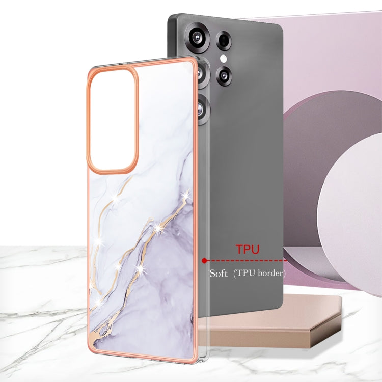 For Samsung Galaxy S25 Ultra 5G Electroplating Marble Pattern Dual-side IMD TPU Shockproof Phone Case(White 006) by buy2fix