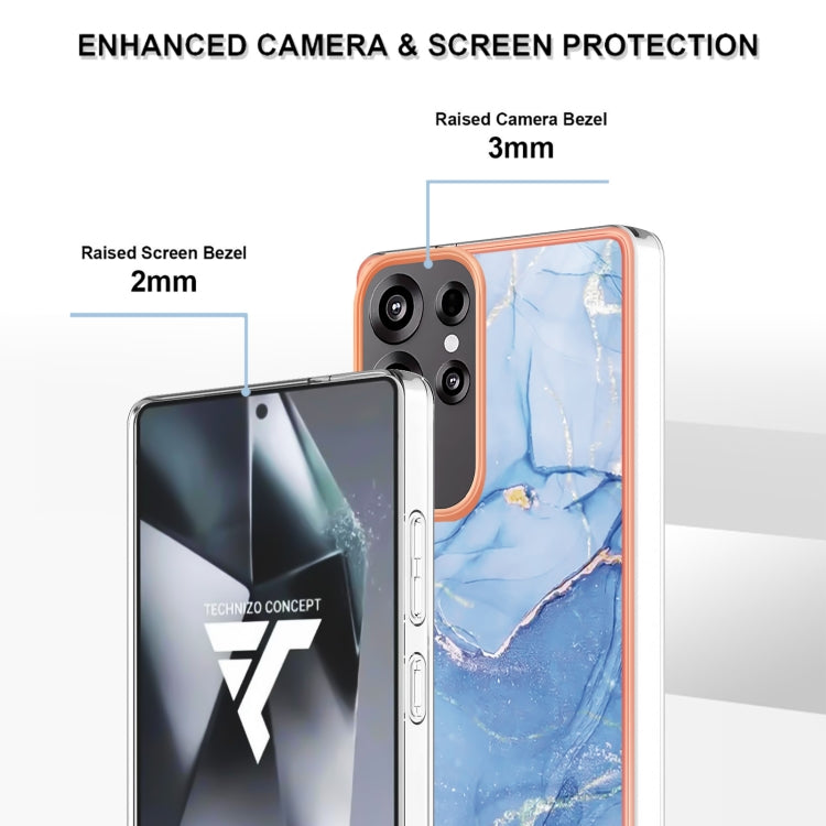 For Samsung Galaxy S25 Ultra 5G Electroplating Marble Dual-side IMD Phone Case(Blue 018) by buy2fix