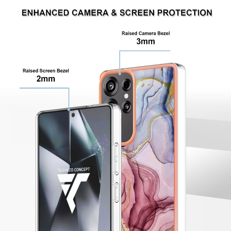 For Samsung Galaxy S25 Ultra 5G Electroplating Marble Dual-side IMD Phone Case(Rose Red 014) by buy2fix