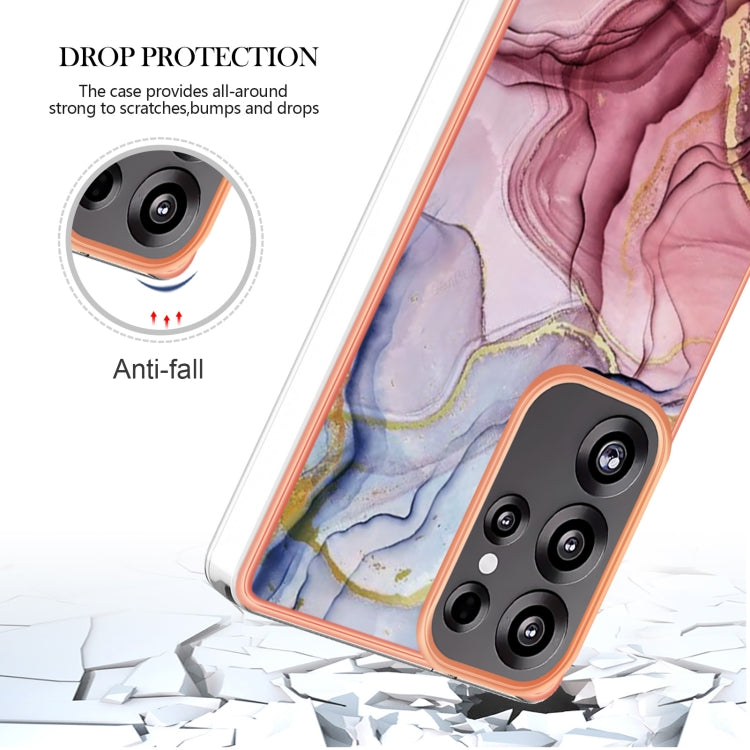 For Samsung Galaxy S25 Ultra 5G Electroplating Marble Dual-side IMD Phone Case(Rose Red 014) by buy2fix