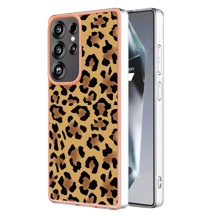 For Samsung Galaxy S25 Ultra 5G Electroplating Marble Dual-side IMD Phone Case(Leopard Print) by buy2fix