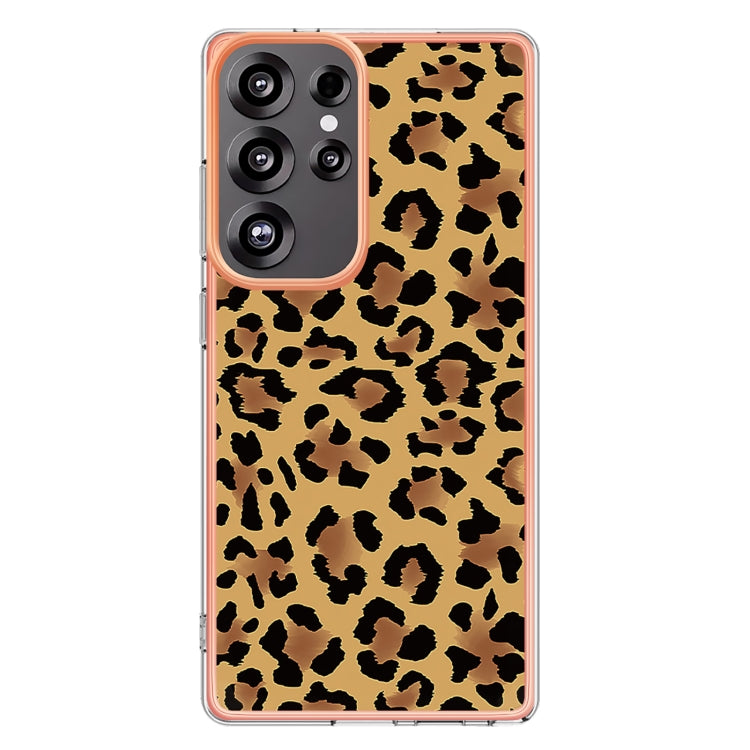For Samsung Galaxy S25 Ultra 5G Electroplating Marble Dual-side IMD Phone Case(Leopard Print) by buy2fix