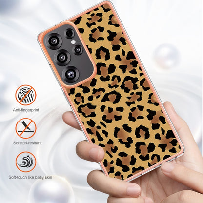 For Samsung Galaxy S25 Ultra 5G Electroplating Marble Dual-side IMD Phone Case(Leopard Print) by buy2fix