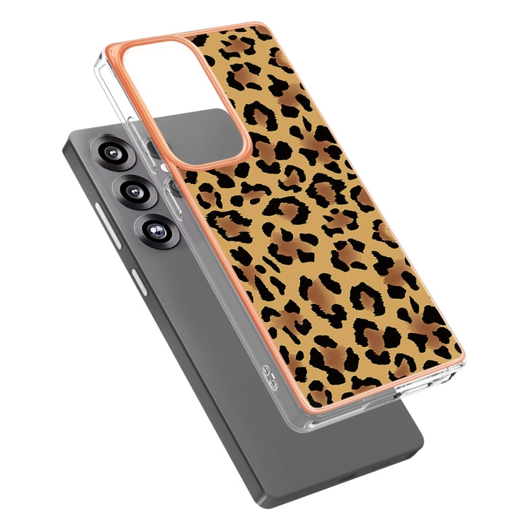 For Samsung Galaxy S25 Ultra 5G Electroplating Marble Dual-side IMD Phone Case(Leopard Print) by buy2fix