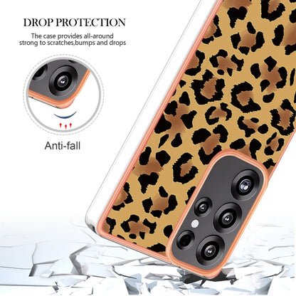 For Samsung Galaxy S25 Ultra 5G Electroplating Marble Dual-side IMD Phone Case(Leopard Print) by buy2fix