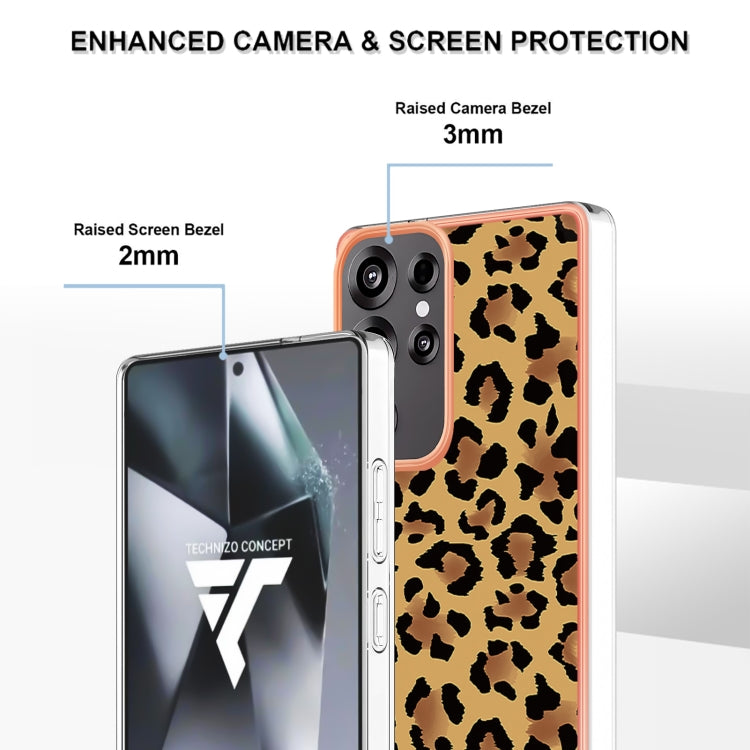 For Samsung Galaxy S25 Ultra 5G Electroplating Marble Dual-side IMD Phone Case(Leopard Print) by buy2fix