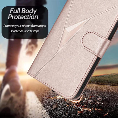 For Google Pixel 10 Pro XL Triangle Pattern Buckle Clasp Leather Phone Case(Rose Gold) - Google Cases by buy2fix | Online Shopping UK | buy2fix