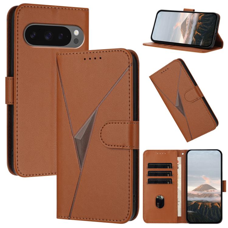 For Google Pixel 10 / Pixel 10 Pro Triangle Pattern Buckle Clasp Leather Phone Case(Brown) - Google Cases by buy2fix | Online Shopping UK | buy2fix
