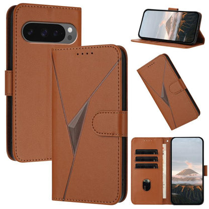 For Google Pixel 10 / Pixel 10 Pro Triangle Pattern Buckle Clasp Leather Phone Case(Brown) - Google Cases by buy2fix | Online Shopping UK | buy2fix