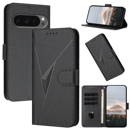For Google Pixel 10 / Pixel 10 Pro Triangle Pattern Buckle Clasp Leather Phone Case(Black) - Google Cases by buy2fix | Online Shopping UK | buy2fix