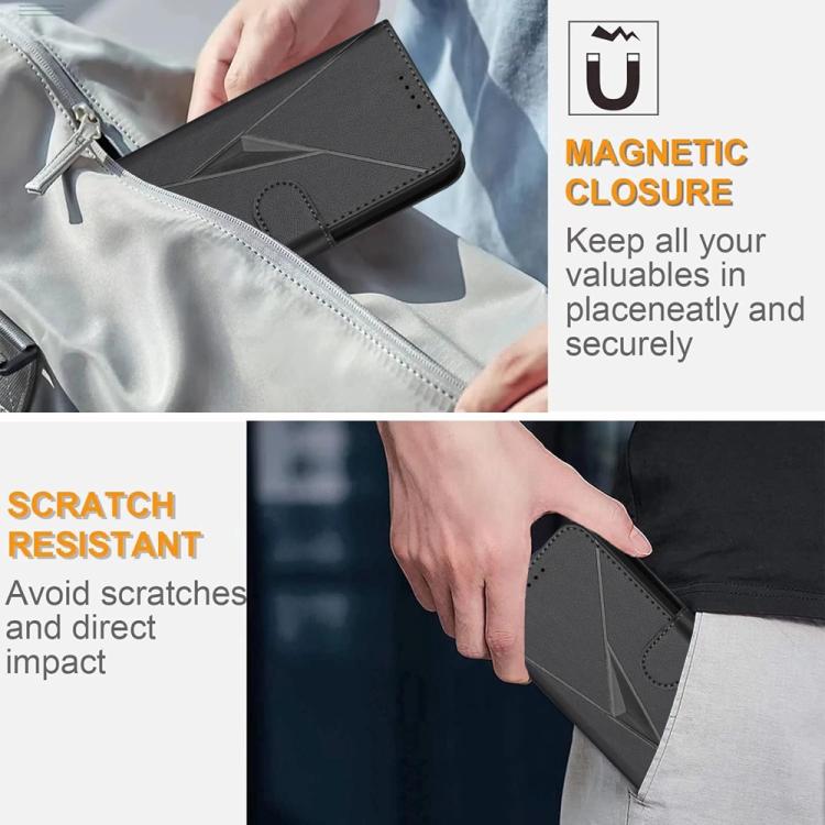 For Google Pixel 10 / Pixel 10 Pro Triangle Pattern Buckle Clasp Leather Phone Case(Black) - Google Cases by buy2fix | Online Shopping UK | buy2fix