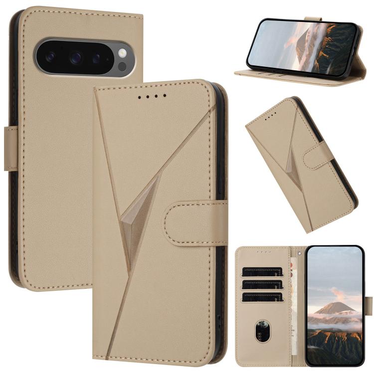 For Google Pixel 10 / Pixel 10 Pro Triangle Pattern Buckle Clasp Leather Phone Case(Gold) - Google Cases by buy2fix | Online Shopping UK | buy2fix