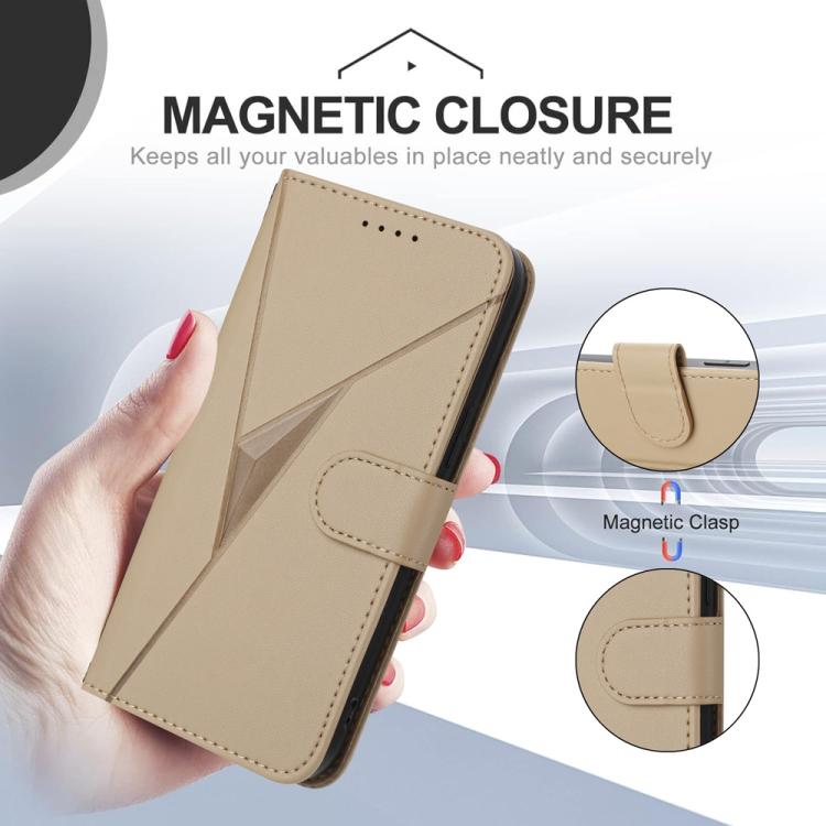 For Google Pixel 10 / Pixel 10 Pro Triangle Pattern Buckle Clasp Leather Phone Case(Gold) - Google Cases by buy2fix | Online Shopping UK | buy2fix