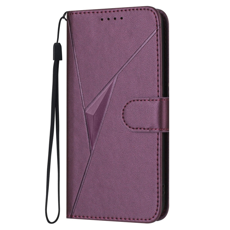 For iPhone 16e Triangle Pattern Buckle Clasp Leather Phone Case(Dark Purple) - iPhone 16e Cases by buy2fix | Online Shopping UK | buy2fix