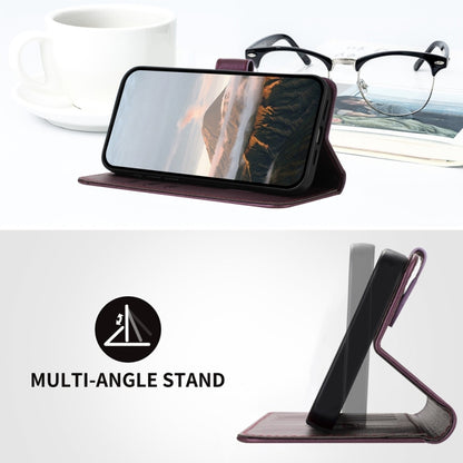 For iPhone 16e Triangle Pattern Buckle Clasp Leather Phone Case(Dark Purple) - iPhone 16e Cases by buy2fix | Online Shopping UK | buy2fix