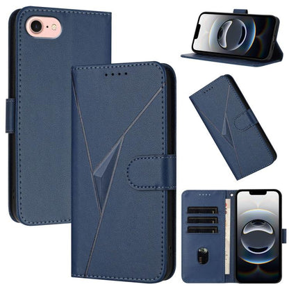 For iPhone 16e Triangle Pattern Buckle Clasp Leather Phone Case(Royal Blue) - iPhone 16e Cases by buy2fix | Online Shopping UK | buy2fix