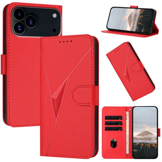 For iPhone 17 Pro Max Triangle Pattern Buckle Clasp Leather Phone Case(Red) - iPhone 17 Pro Max Cases by buy2fix | Online Shopping UK | buy2fix