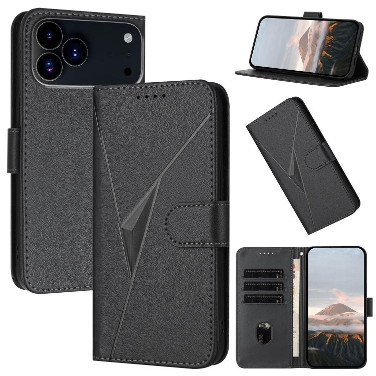 For iPhone 17 Pro Max Triangle Pattern Buckle Clasp Leather Phone Case(Black) - iPhone 17 Pro Max Cases by buy2fix | Online Shopping UK | buy2fix