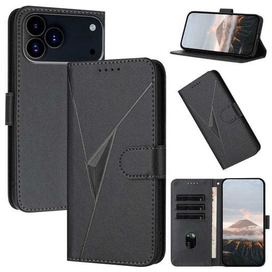 For iPhone 17 Pro Max Triangle Pattern Buckle Clasp Leather Phone Case(Black) - iPhone 17 Pro Max Cases by buy2fix | Online Shopping UK | buy2fix