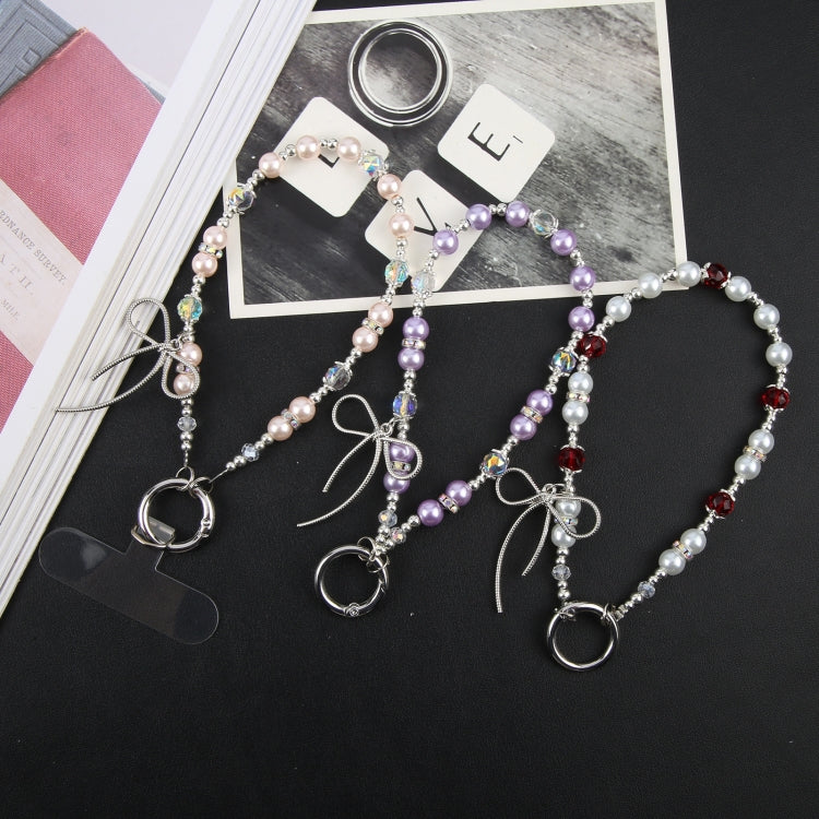 Butterfly Beads Short Bracelet Anti-lost Phone Short Lanyard(Purple) - Lanyards & Wrist Straps by buy2fix | Online Shopping UK | buy2fix